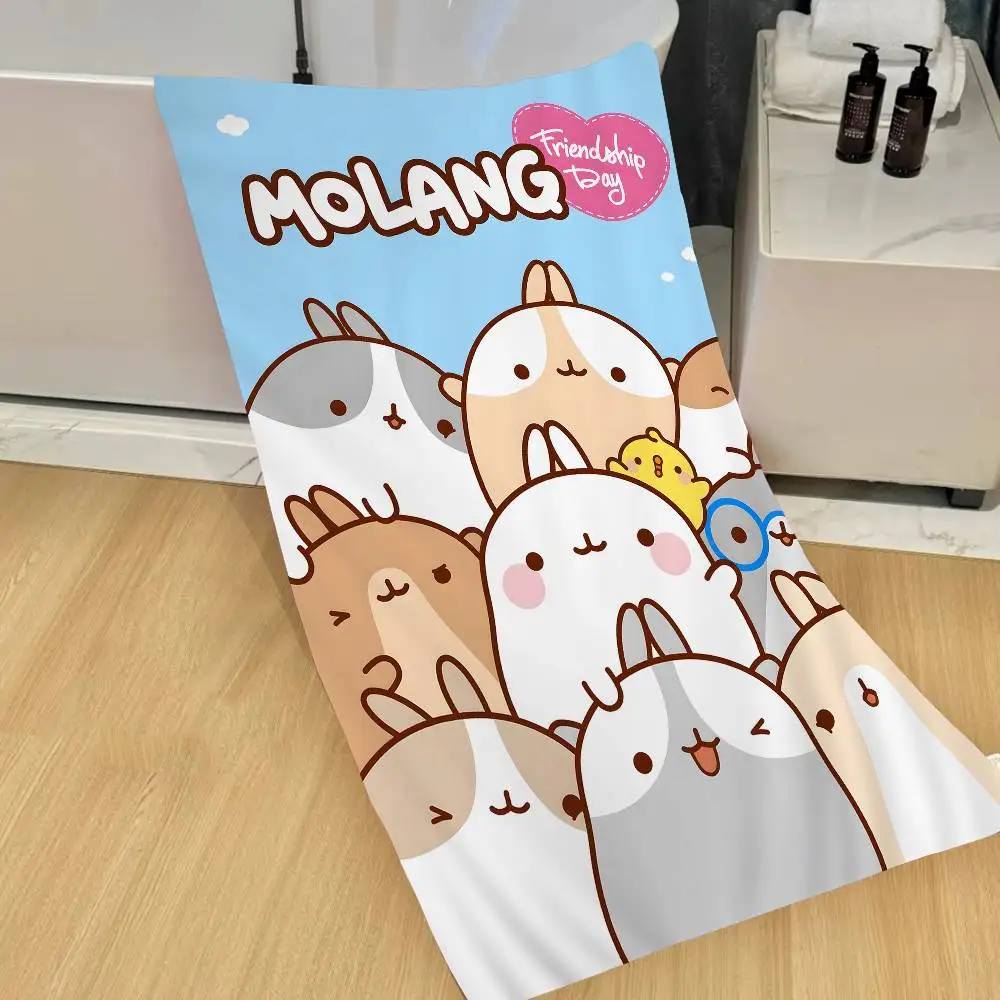 Cartoon Cute M_Molang Kawaii Anime Microfiber Beach Towel Absorbent Quick dry Soft Yoga Swimming Resort Mountain Climbing Towel