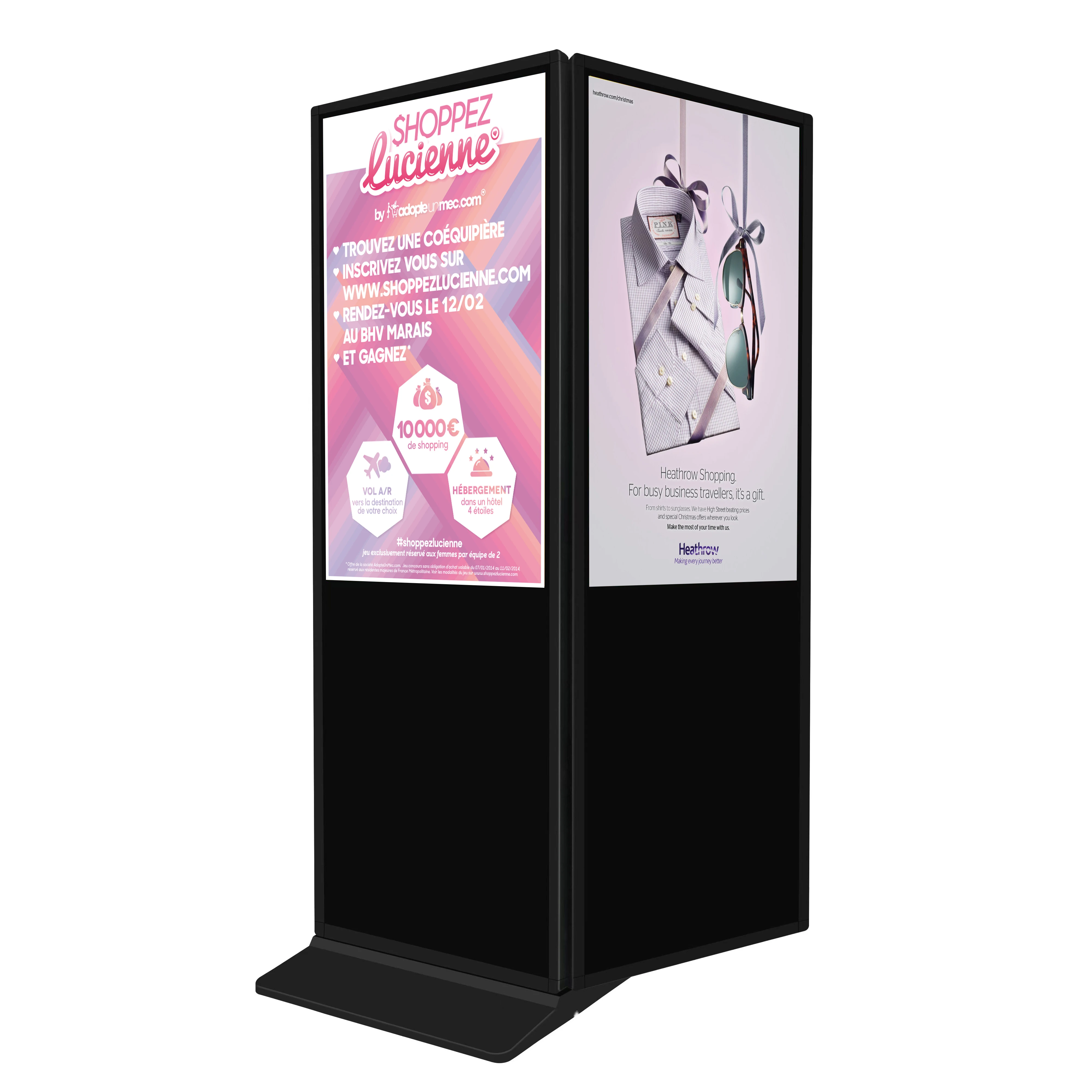VISIGN Double Sided Freestanding LCD Display Screen 55 65 75 Inch Ads Advertising Playing 4K UHD Screen LCD Digital Signage
