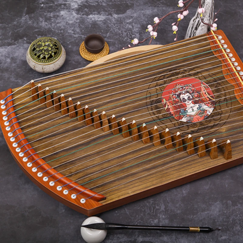 Chinese Guzheng 21 String Ebony Solid Wood Portable Guzheng Beginners Professional Playing Musical Stringed Instruments