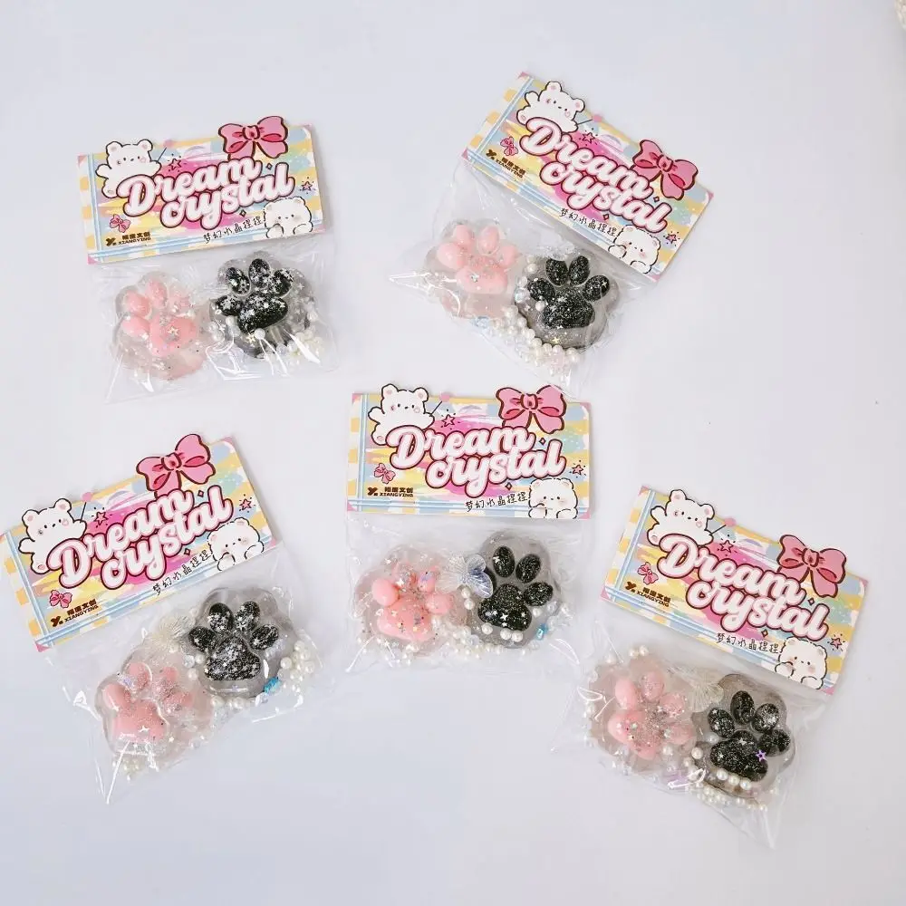 Mini Blingbling Katzenpfote Pinch Toy TPR Transparente Katzenpfote Langsames Rebound-Spielzeug Schwarz & Rosa Weiche Squeeze Katzenpfote Einzigartiges Geschenk