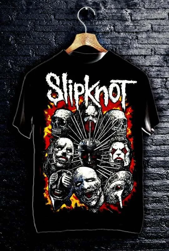 Comic-Stil Slipknot Rockband T-Shirt Baumwolle Grafik-Shirt Herren Damen Sommer Streetwear Top – Detail 6