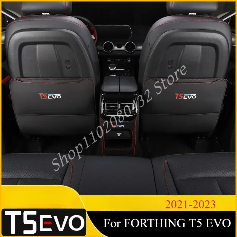 For FORTHING T5 EVO 2021-2023 Accessories Leather Car Seat Rear Anti Kick/dust/scratch Decoration Protection Cover Dust Board Pa