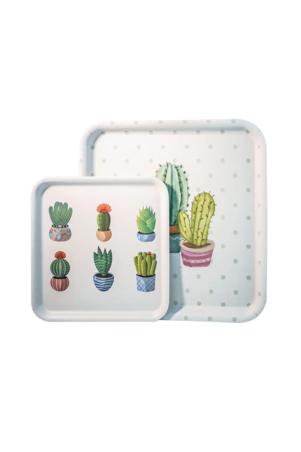 

2 pcs Lux non-slip square serving tray white cactus 2 pcs luxury 2022 tray Tea tray Tea tray