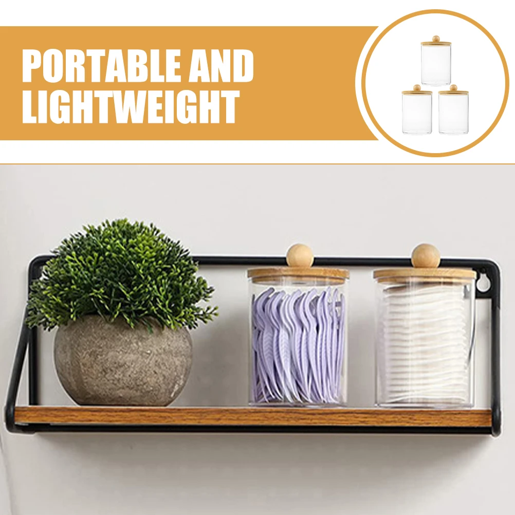 

3pcs Makeup Storage Box Clear Cotton Swab Holder Bathroom ganizer Jars Container Portable Durability Easy Cleaning