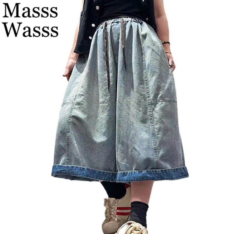 

Masss Wasss Summer Vintage Loose Soild Jeans Womens Japanese Design Fashion Elegant Denim Pants Ladies Classic Leisure Trousers
