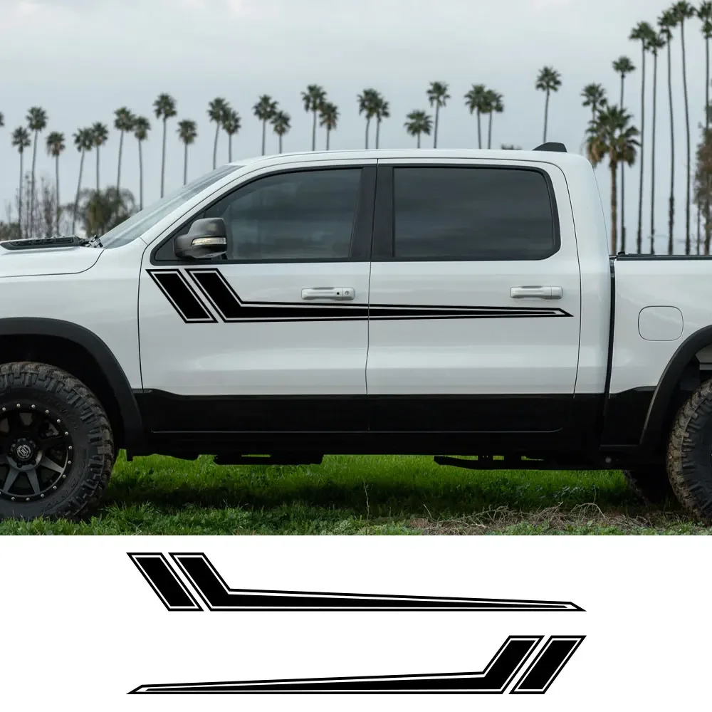 

Боковые наклейки на дверь пикапа для Dodge RAM 1500 2500 Rebel Truck, графические полосы, декоративные наклейки, виниловая крышка, аксессуары для автотюнинга