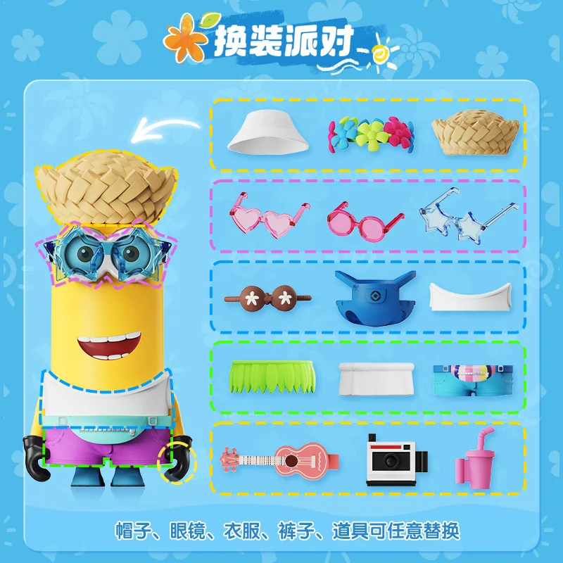 6 uds Original BLOKEES Despicable Me4 Minions muñeca amarilla Phil Carl Jerry caja ciega Tim the Minion modelo figura de acción juguetes regalo