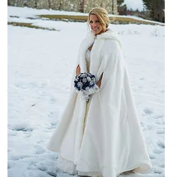 Autumn Long Wedding Cape Bridal Cloak Shawl Coat Costume Party Wrap White Thicken Plush Cloak Inventory
