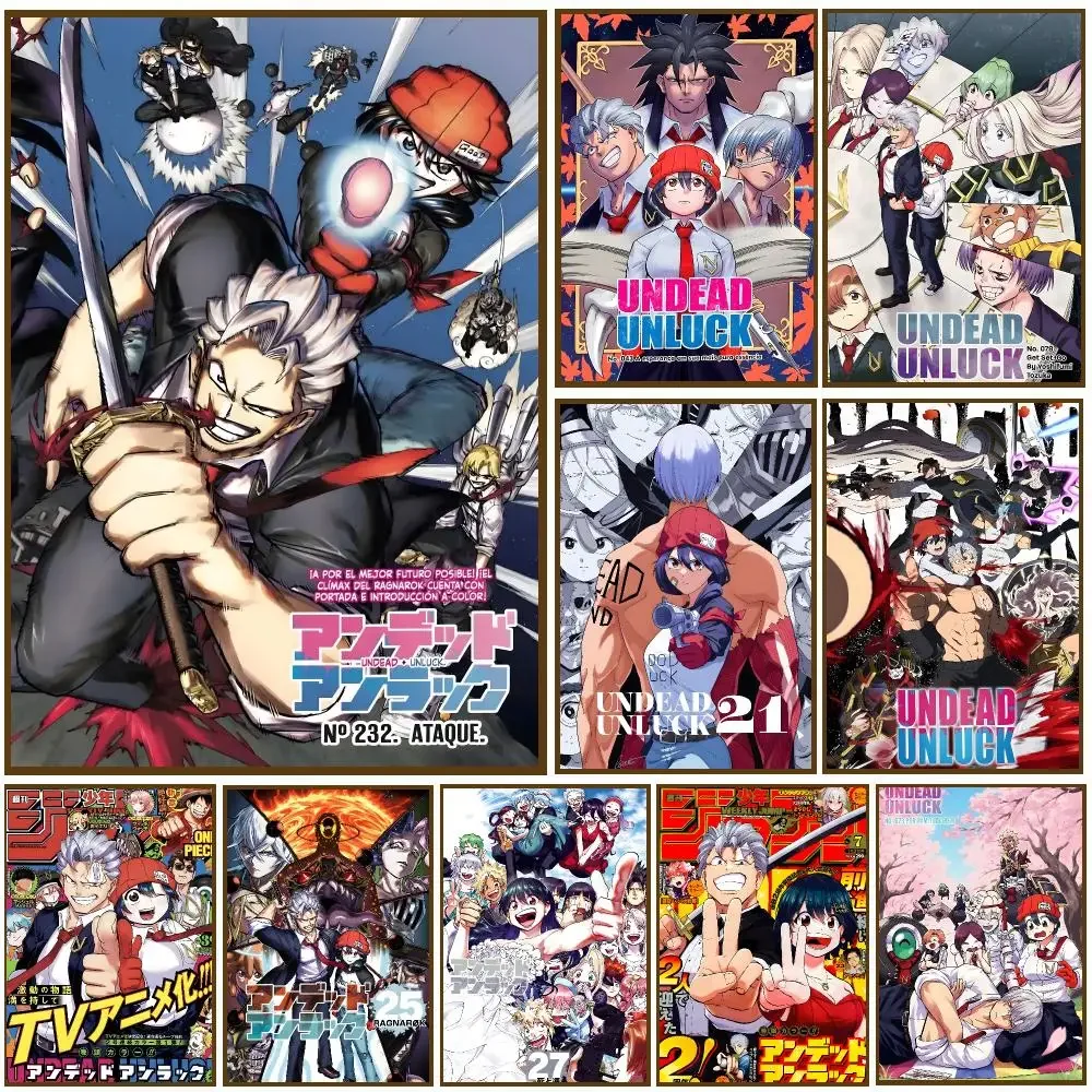 Undead Unluck Anime Supernatural Action Poster Selfadhesive Living Room Bedroom Party Bar Decor Moisture-proof Fade-resistant HD