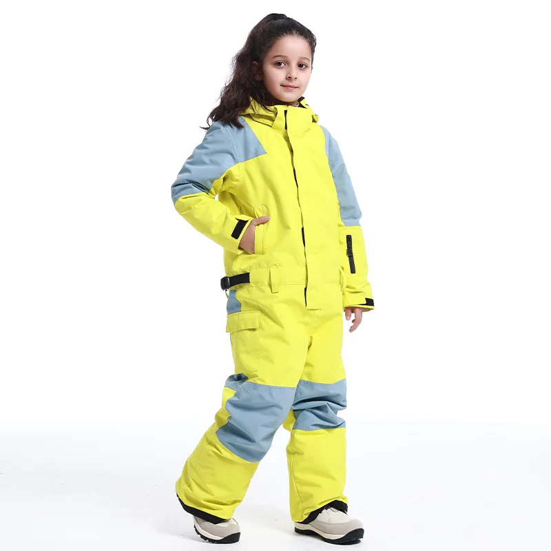 Children Jumpsuit Hooded Boys Snow Suit Outdoor Mountain Girls Snowboard Wear Kids Winter Ski Clothing Sport Warm Skiing Overall