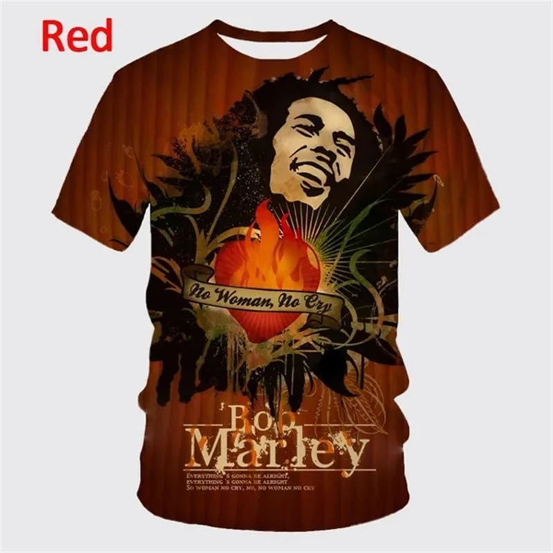 New Summer Fashion Cool Music Style T-shirt Bob Marley Reggae Rasta 3D Printing Men\'s Top Hip-hop Unisex Short-sleeved T Shirts