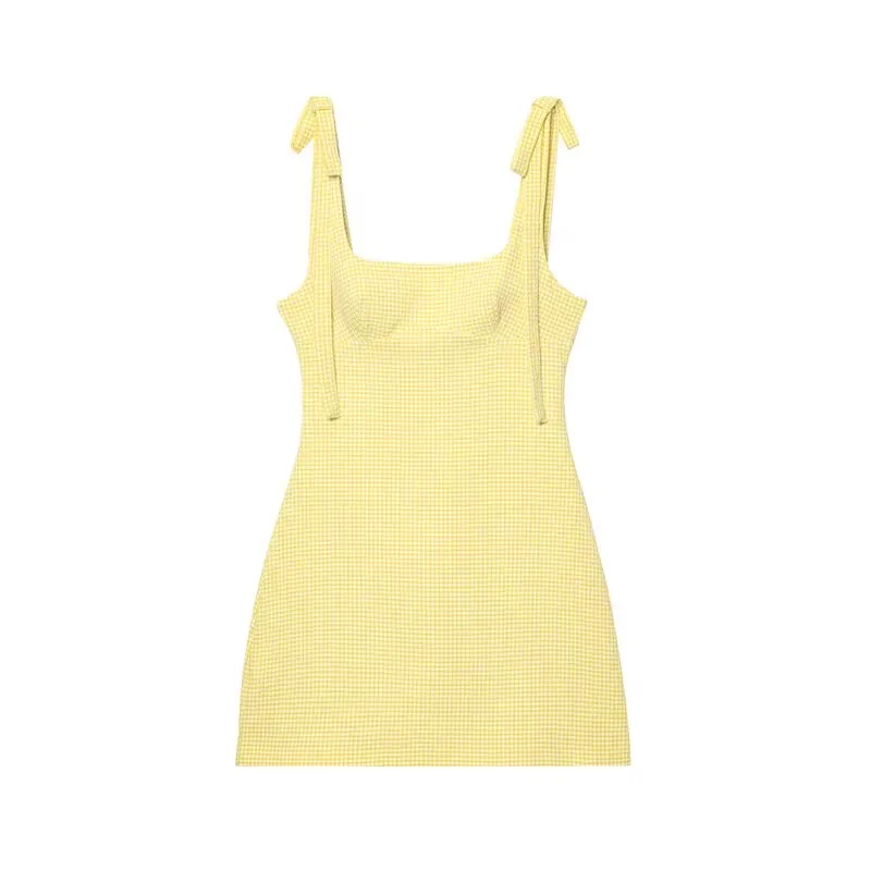 

Sexy Short Slim Fit Dress Jiangsu Warehouse Shipping Square Collar Elastic Knot Decorated Women's Commute Style Hig...