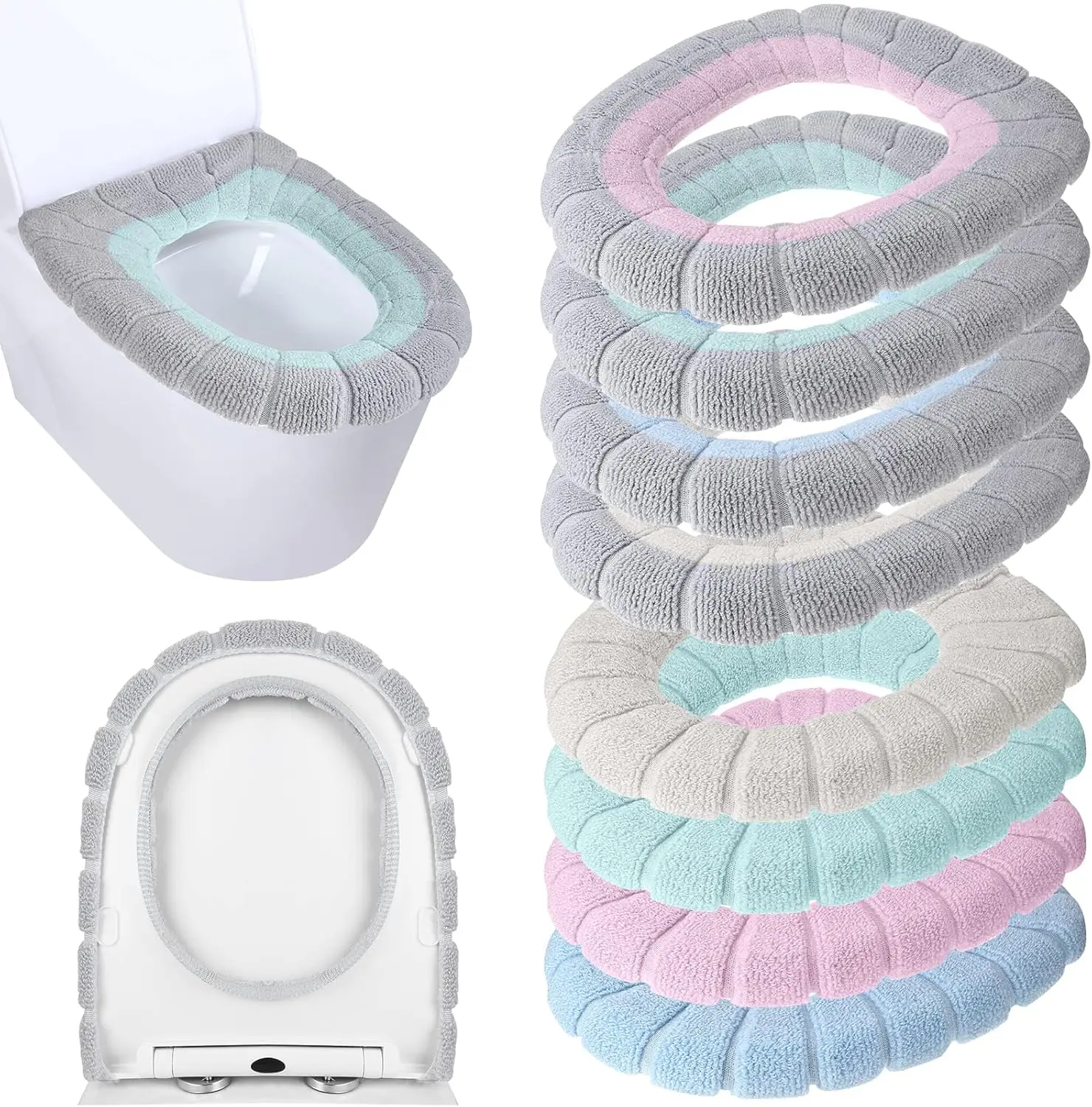

8 Pcs 11.8 Inch Thicker Toilet Seat Cover Pads Soft Comfortable Cushion with Stretchable Design for Easy Installation