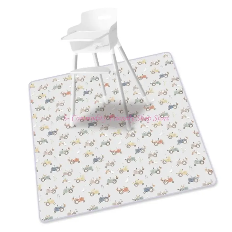 85AE سجادة أرضية للكرسي العالي مقاومة للماء وقابلة للغسل للأطفال الصغار لإطعام الأطفال والزحف مقاس 130 × 130 سم مقاس كبير #2