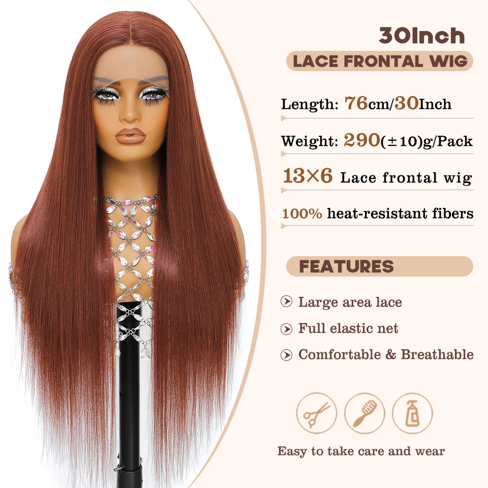 Straight Synthetic Lace Front Wigs 13X6 For Female Blonde Blue Black Lace Frontal Wigs With HD Lace High Temperature Fibre Wigs