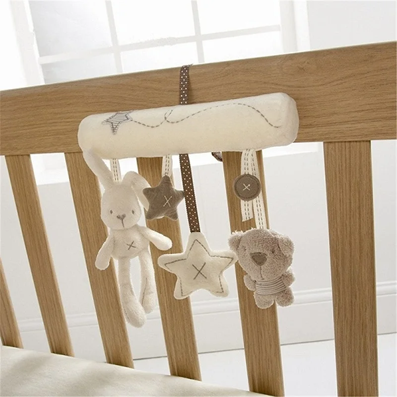 2024 New Hanging Bed Rabbit Baby Hand Bell Safety Seat Plush Toy Multifunctional Plush Toy Stroller Mobile Gifts
