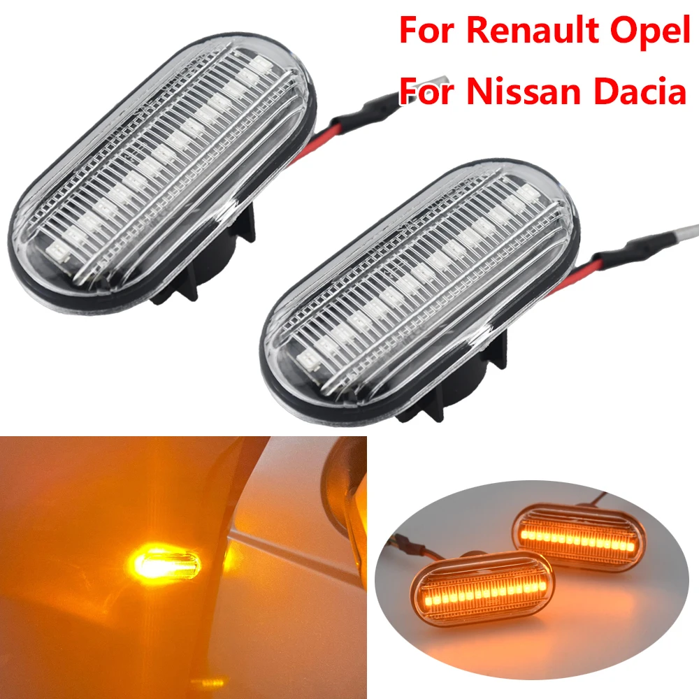 

2PCS LED Dynamic Turn Signal Side Marker Light For Renault Clio 1 2 MEGANE ESPACE TWINGO MASTER Nissan Opel Mercedes-Benz Smart