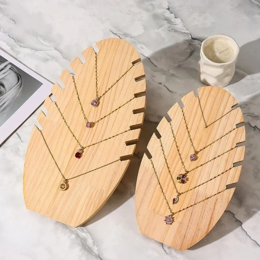 

Wood Flame Shape Jewelry Display Stand Desktop Window Display Jewelry Organizer Shelf Solid Wood Pendant Necklace Display Board