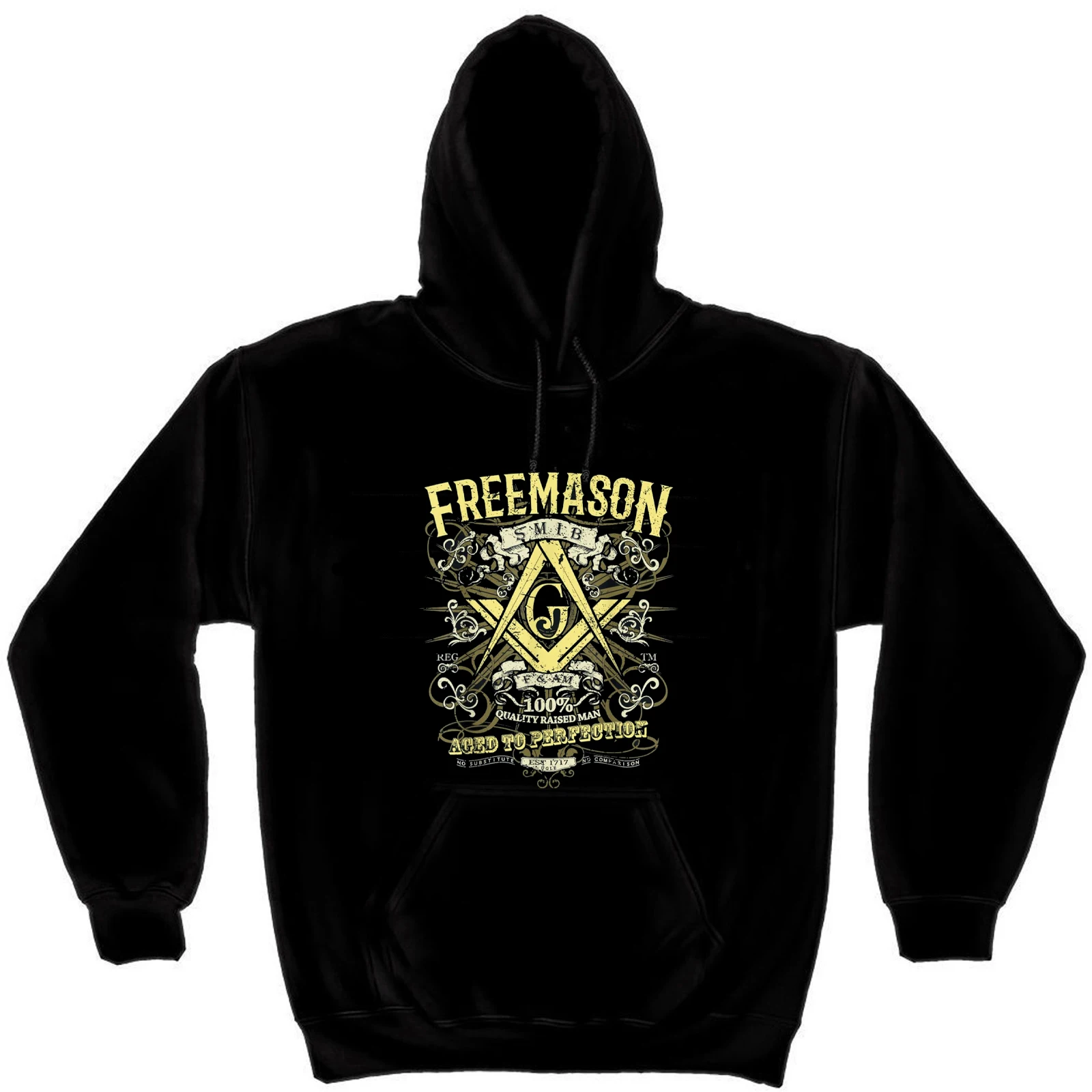 

Качественный поднятый мужчина в возрасте до совершенства. Ретро масонский пуловер с капюшоном из 100% хлопка, удобные повседневные мужские толстовки
