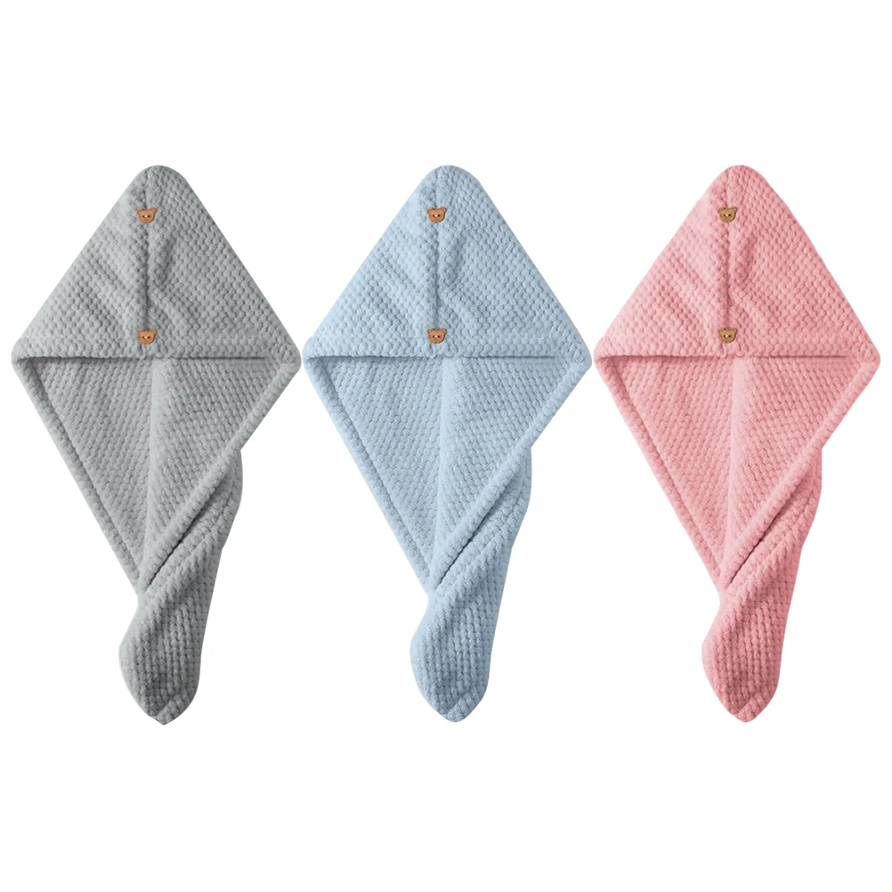 

3pcs Fleece Hair Towel Hair Drying Towel Wrap Wrap for Women Quick Dry Absorbent Bath Towels Lightweight Travel Turban Headb