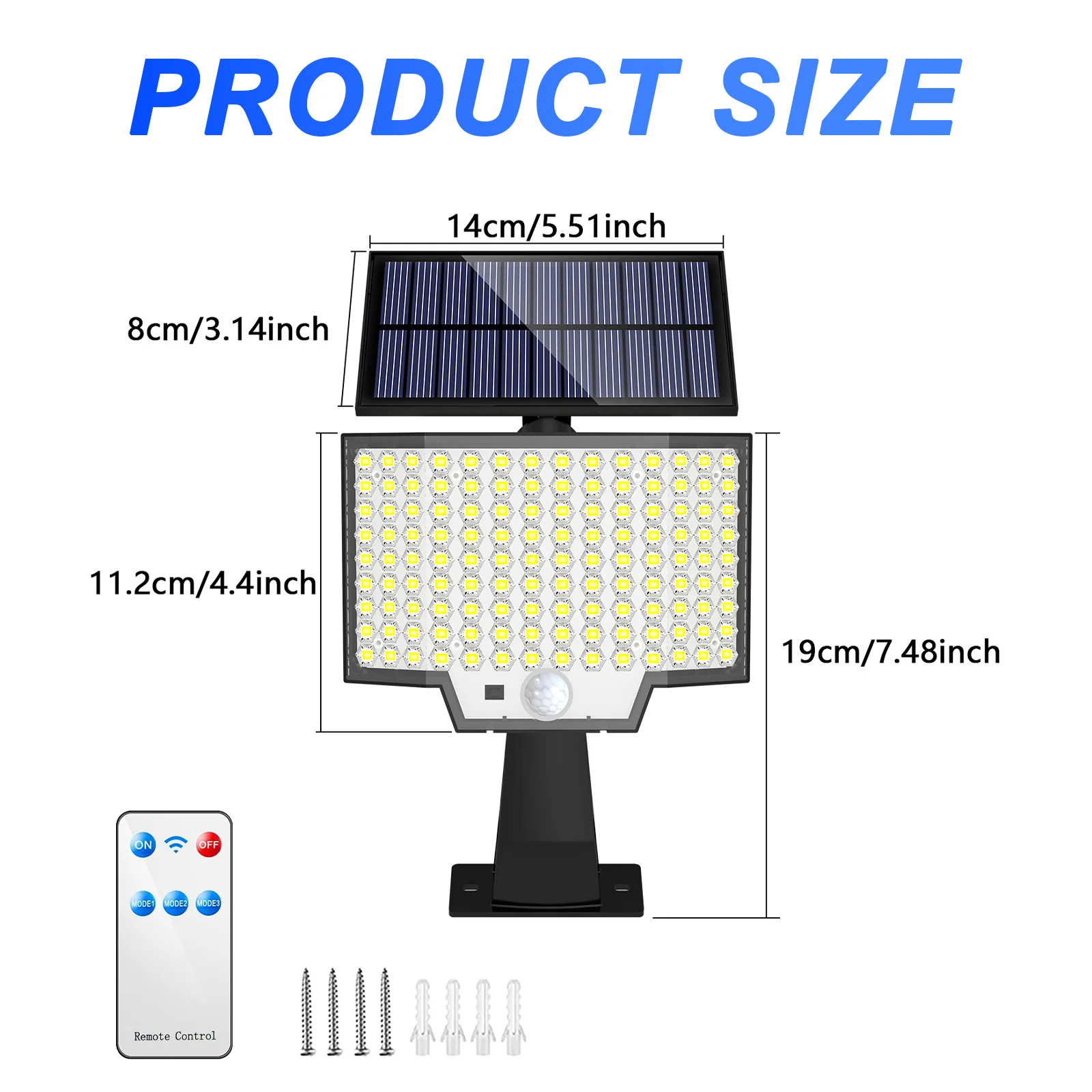 126 LED Solar Powered Motion Sensor Flood Lights with Remote,Dusk to Dawn Led Solar Security Wall Lights IP65 for Outside,Garage