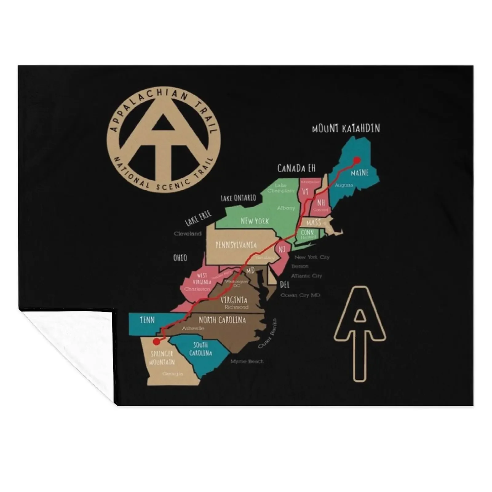 

Appalachian Trail Hiking Map Throw Blanket Flannel Fabric Plaid Warm for winter Blankets