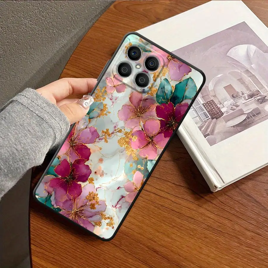 Étui en marbre floral aquarelle pour Honor X7 Magic5Lite 70 200 400 Lite 8X 90 X6 X5b X8 X9a Funda Phone Cover