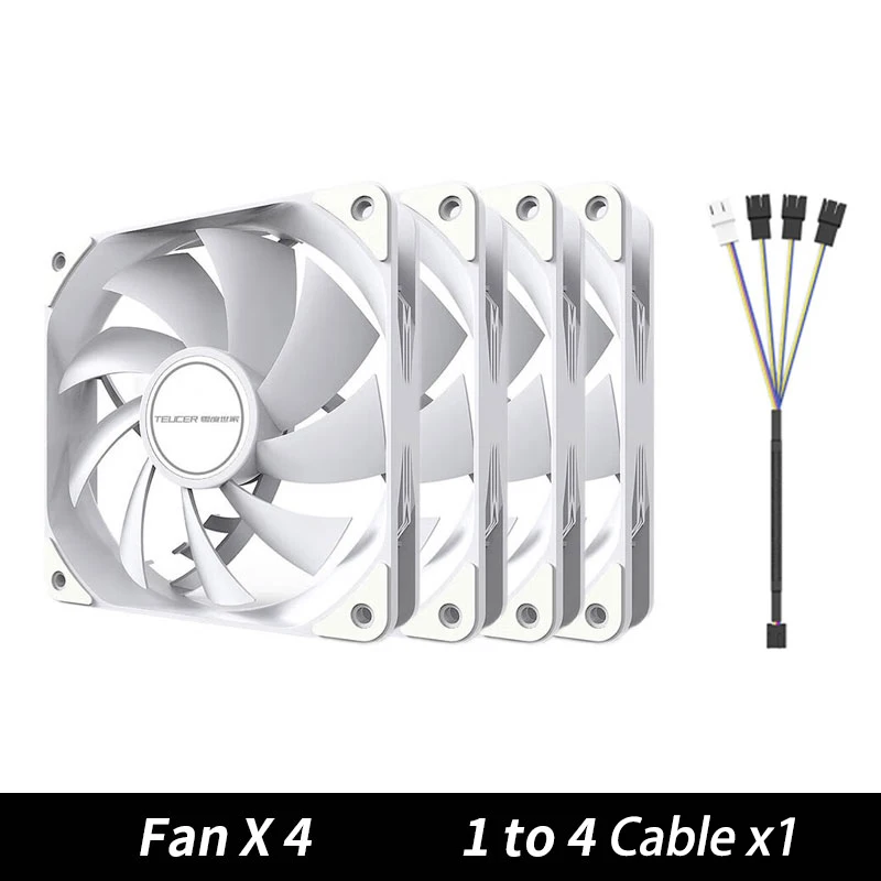 TEUCER 1800RPM 4PIN PWM Weiß 12cm Computer Fall Kühlsystem Fan Stille PC CPU Kühler 120mm Fans kit Kühler Fan