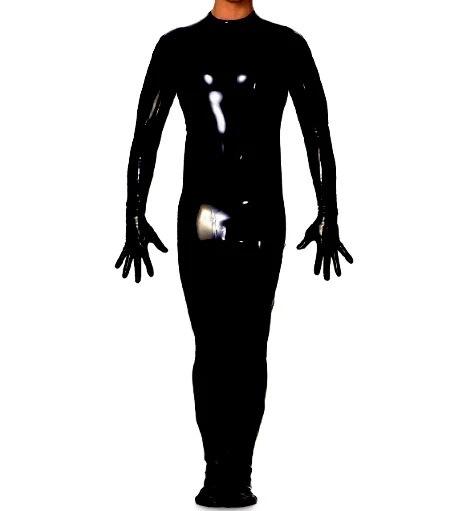 Special Offer Gummi Latex Rubber Schwarz bodysuit catsuit 0.4mm Suit Party