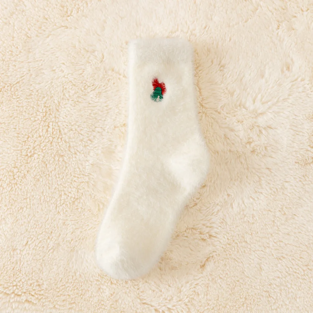 

Kawaii Mink Velvet Christmas Pattern Socks Winter Warm White Fleece Warm Socks Cozy Soft Xmas Tree Snowman Elk Socks