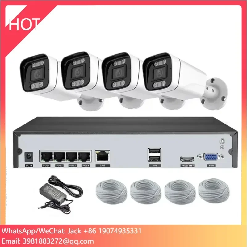 

4CH 4K Poe NVR Kit 8MP Outdoor Waterproof Bullet IP Camera CCTV System NVR Audio Record Video Surveillance Kits
