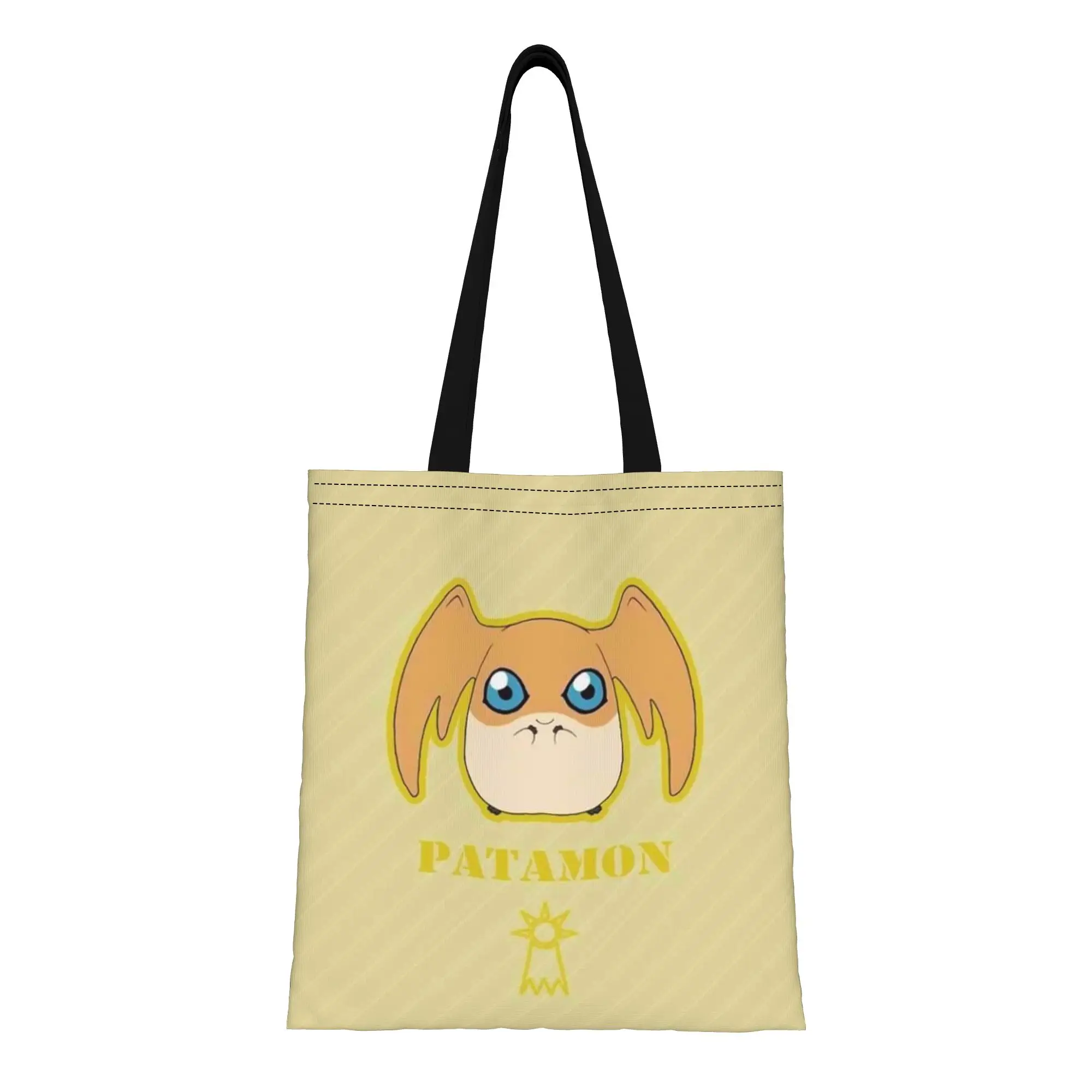 Back to school season Patamon (3) Digimon Canvas Tote Bag Perfect for Shopping Women's Top-Handle Bags