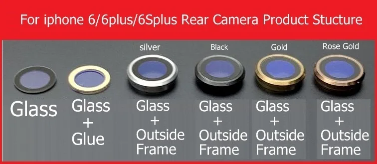 Back Rear Camera Glass Lens Ring Cover With Frame Holder For iPhone 6 6S 7 8 Plus X Xr Xs Max    Camera Glass Lens + Frame Parts