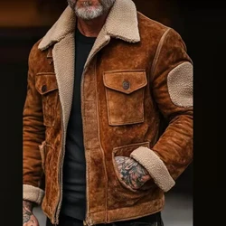 Vintage Multi Pockets Patchwork Long Jackets Men Outerwear Winter Casual Thick Warm Coat Windbreaker 2025 Trendy Men's Clothing