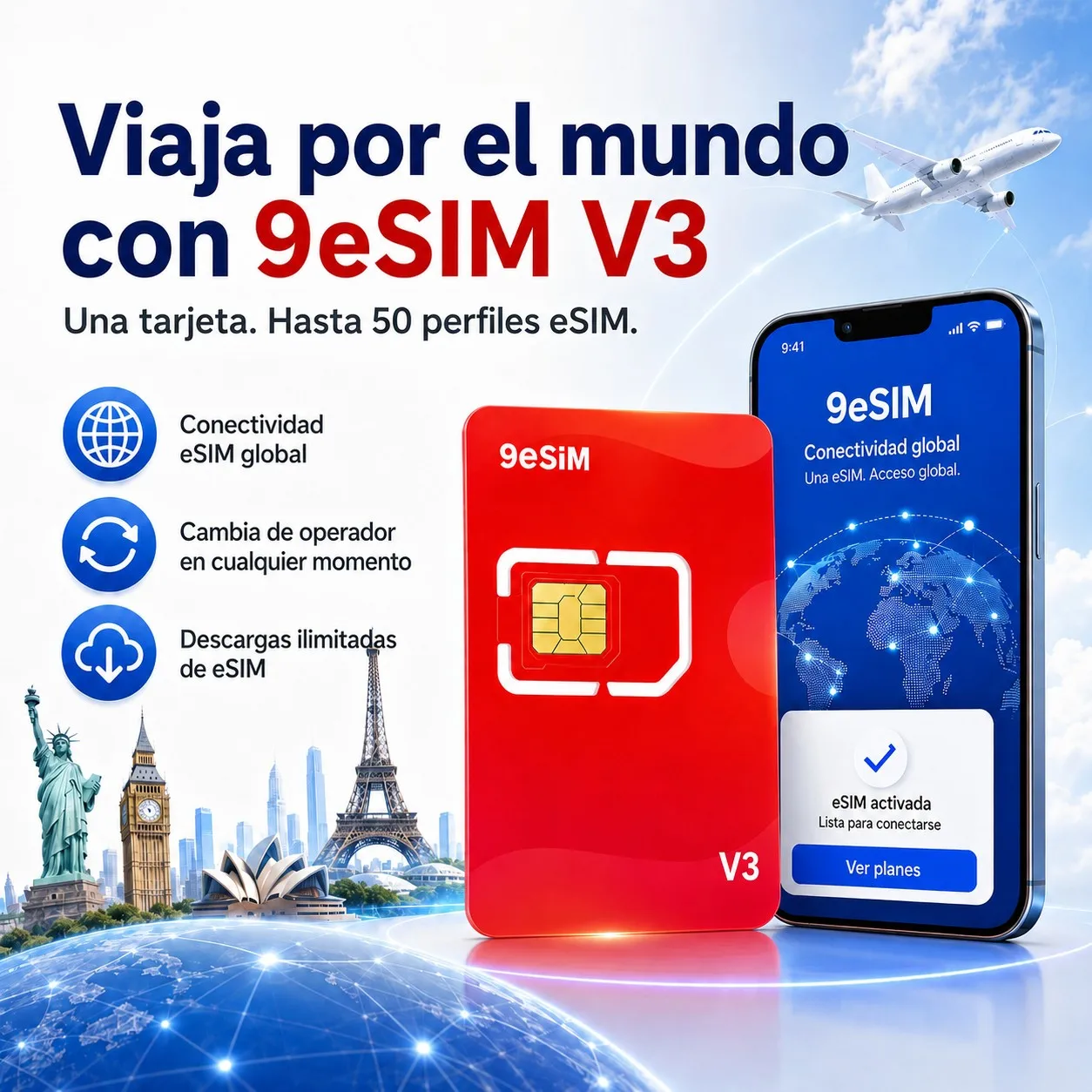 Tarjeta eSIM física 9esim V3 para teléfonos móviles desbloqueados, descarga ilimitada de perfiles, menú STK, accesorio móvil compatible