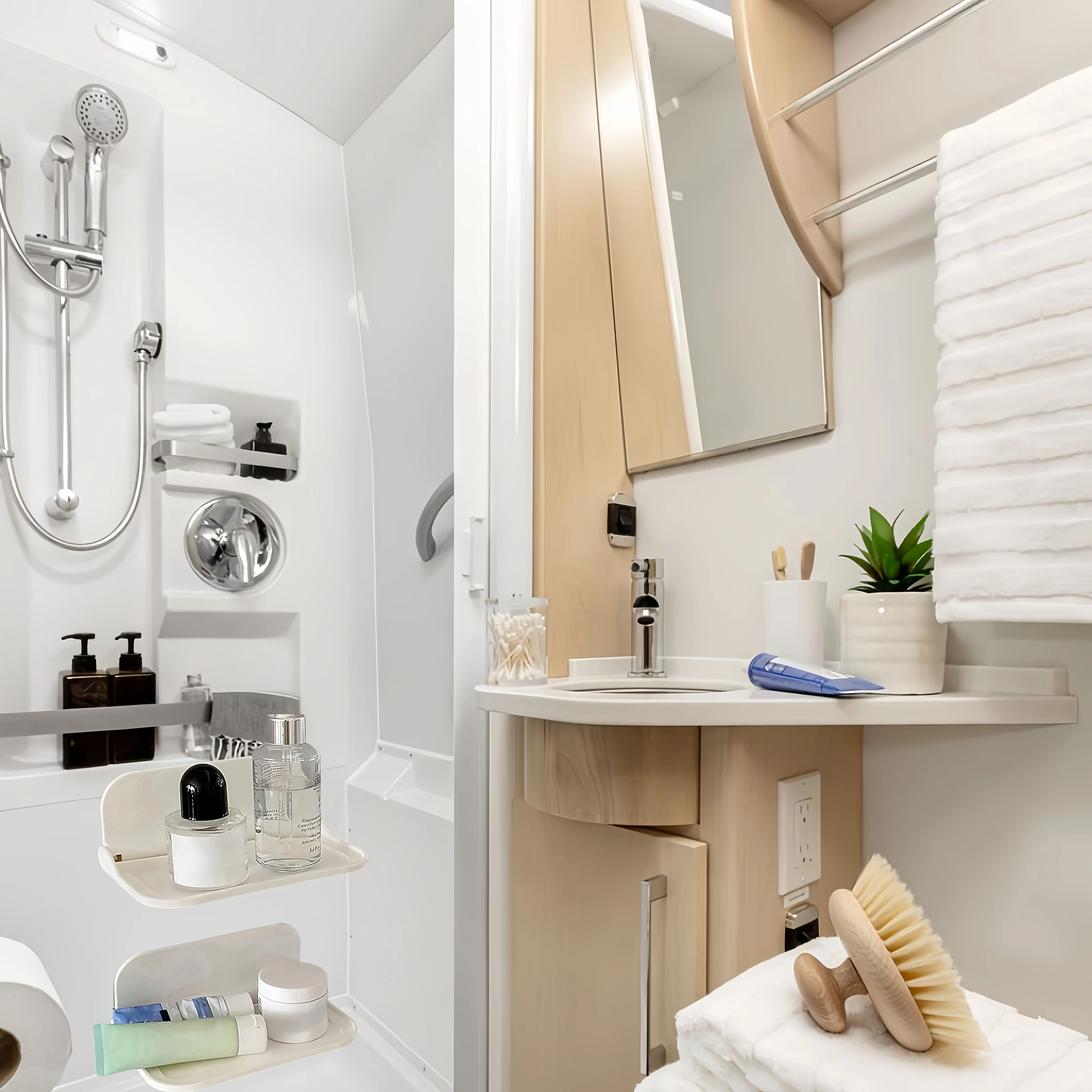 RV Space-Saving Foldable Rack! Easy-to-Install Wall Mount, Sturdy Floating Design, Ideal RV Accessory.