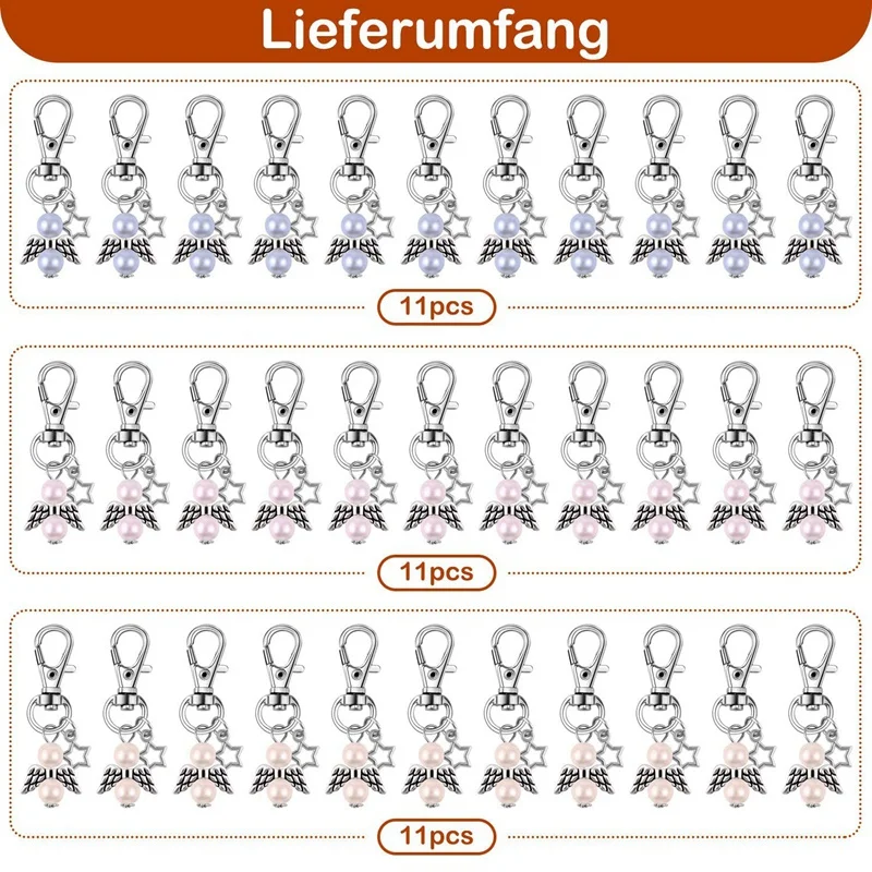 33 Pcs Party Favors Baptism Souvenir Mini Angle With Star Pendant Keychain