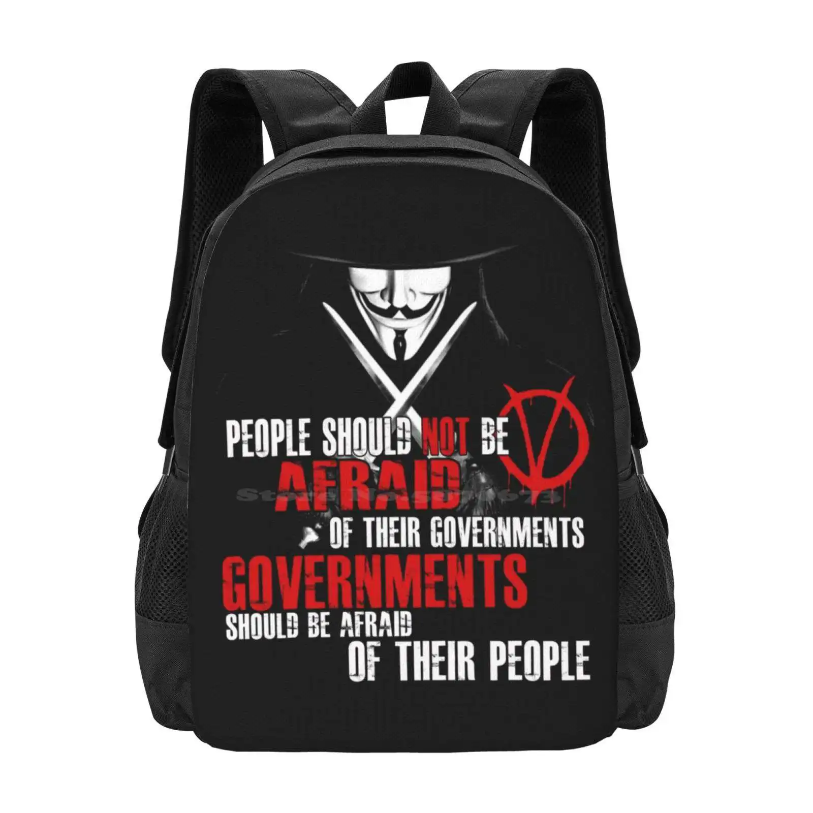 V per Vendetta Guy Fawkes citazione nuovi arrivi borse Unisex borsa per studenti zaino Guy Fawkes Anarchy citazione teoria Illuminati V per