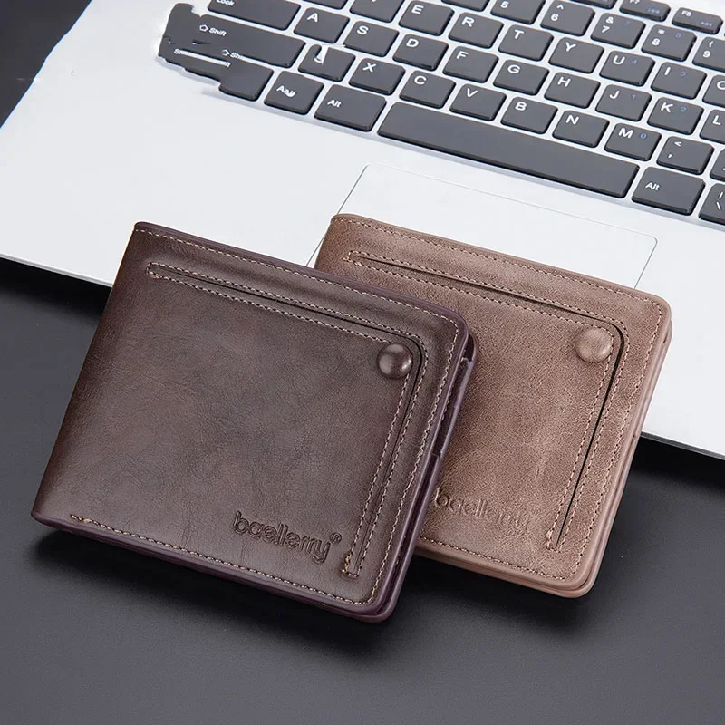 Men Leather Wallet Multi-card Bit Return Short Purse Male Solid Europe America Bifold Zipper Hasp Coin Wallet Business Carteira