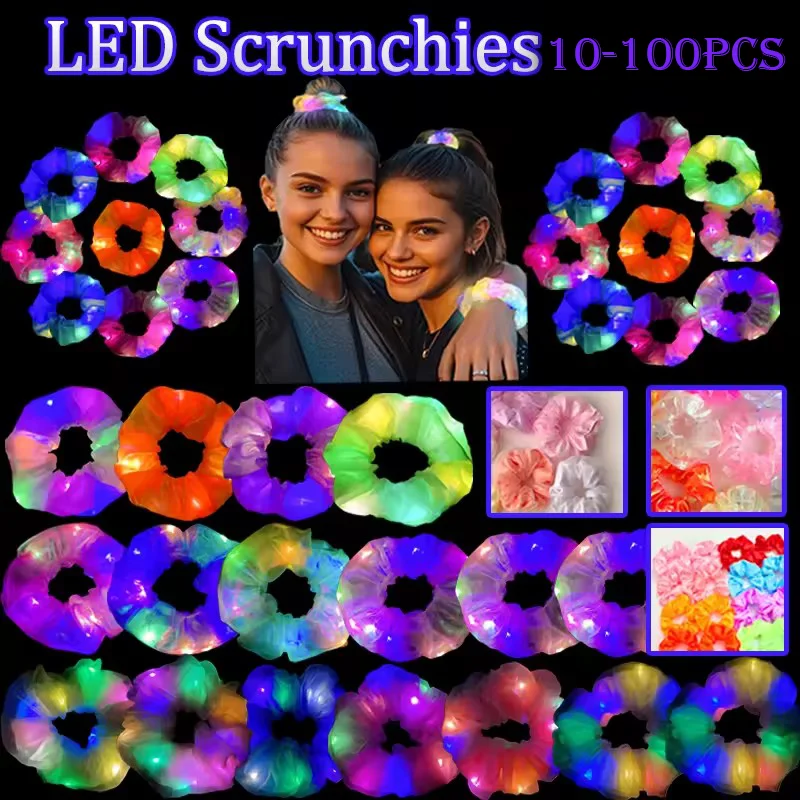 Diadema de Salchicha Luminosa LED de 12-100 Piezas para Niñas, Accesorios para el Cabello con Cola de Caballo Luminosa Grande, para Fiestas, Cumpleaños, Regalos de Navidad