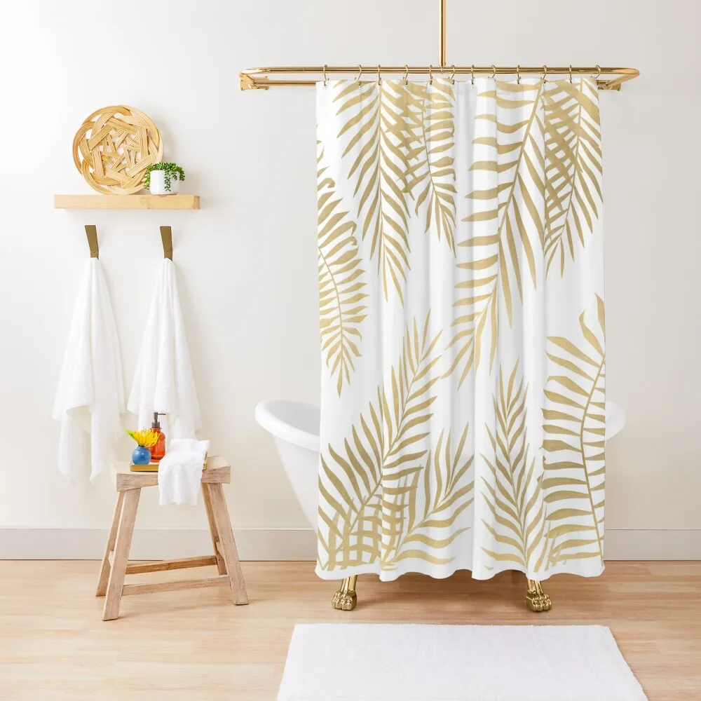 

Gold palm leaves Shower Curtain Shower Curtains For Bathrooms Bathroom Deco Bathroom Curtains