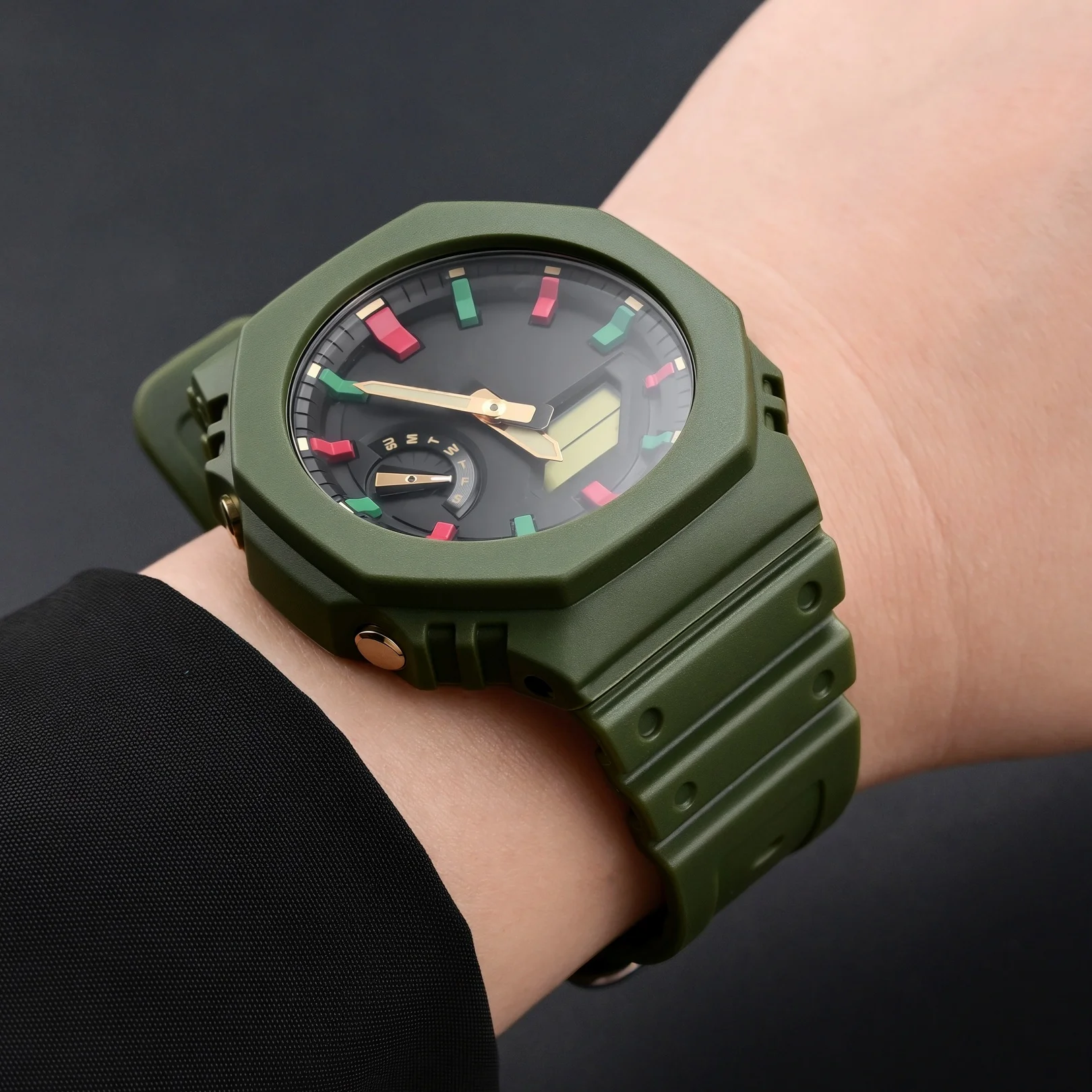 Para casio g-shock ga2100 pulseira de resina e caso macio à prova dwaterproof água esportes masculino feminino pulseira de relógio acessórios pulseira