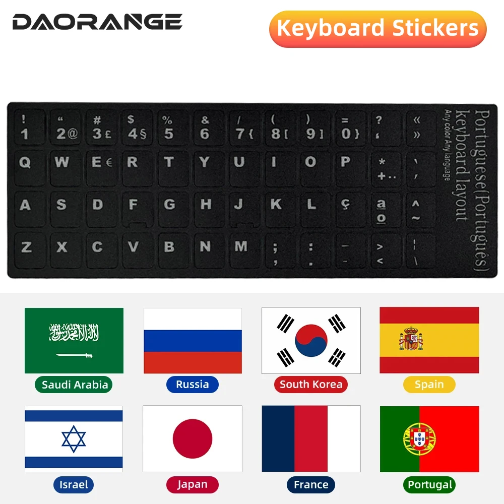 

Keyboard Stickers for Laptop Desktop PC for Russian Korean Portuguese Spanish Arabic French Japanese German Letter Covers Layout