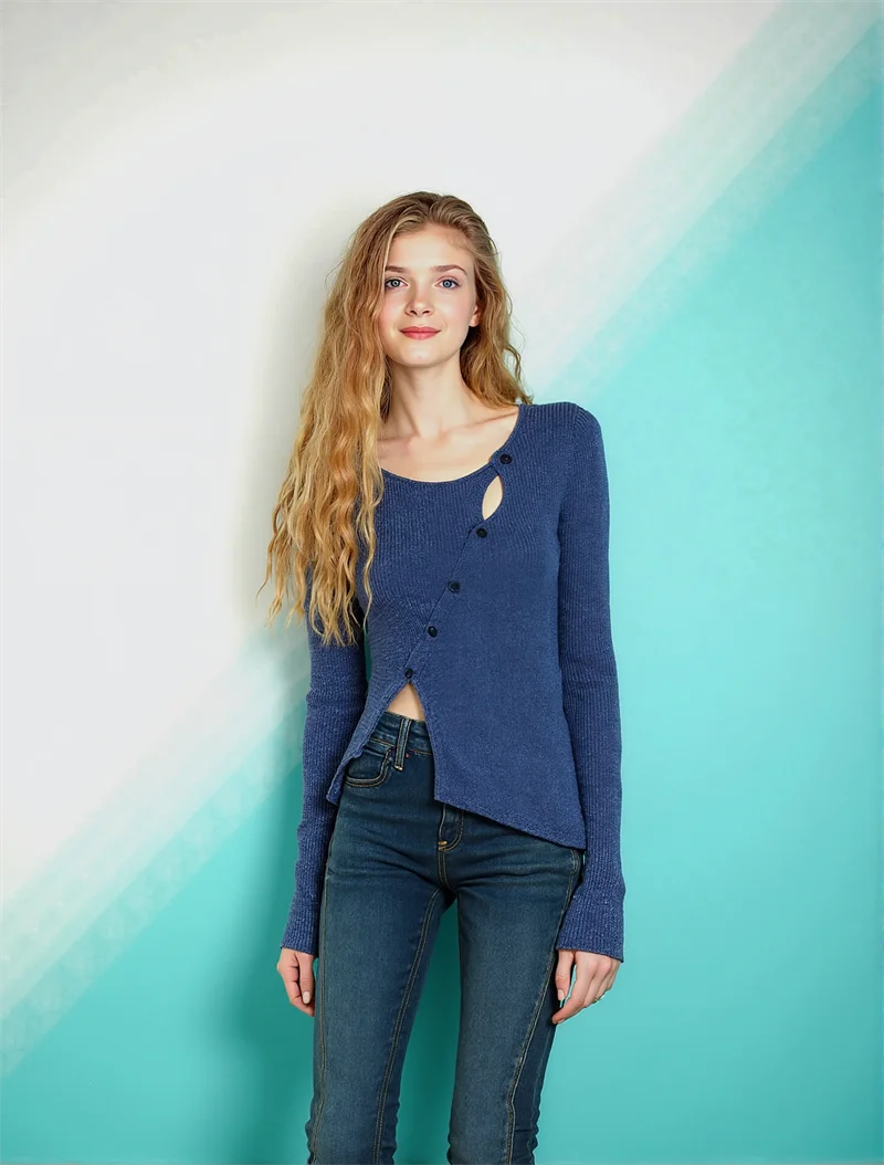 

Long Sleeved T Shirts Womens Summer Air Permeability Side Split Modern Minimal Sidewalk Cafe Guest Ventilated Aerated Breathing