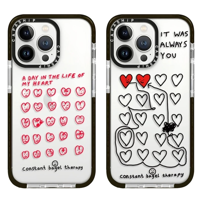 Coque arrière antichoc en TPU souple pour iPhone, Mood Love Illustration, iPhone 16 15 14 13 12 11 Pro X XS Poly Max 7 8 Plus SE 2022