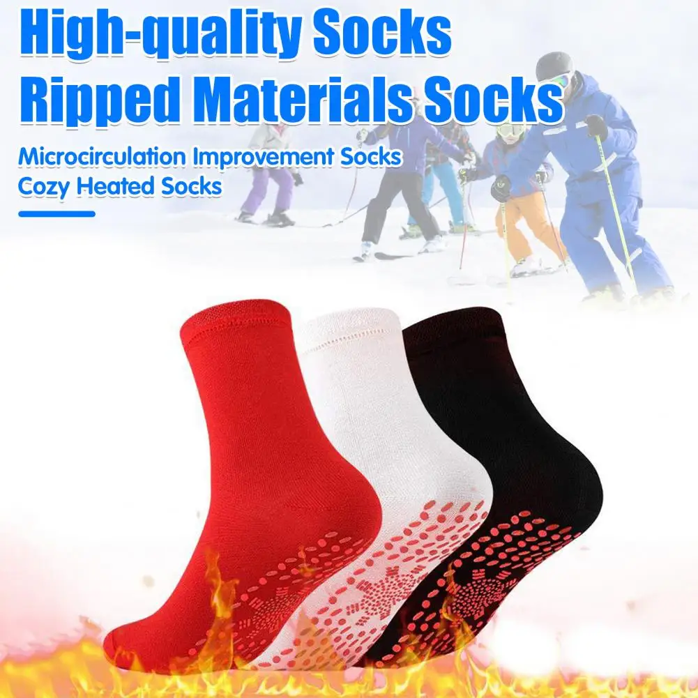 

Warm Socks Socks with Silicone Soles for 24 Hours of Warmth Mid-tube High Elasticity Sport Socks for Weather Comfort Cozy Solid