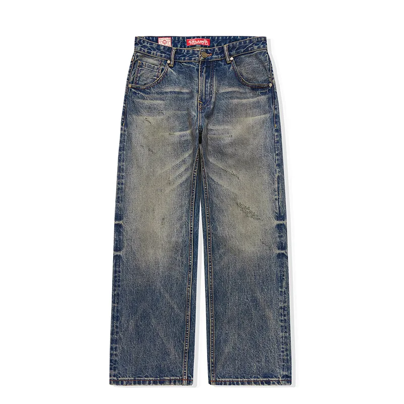 

Loose Straight Leg Men's Jeans Premium Denim Autumn Winter Casual Elastic Washed Cotton Trousers for Young Men in China