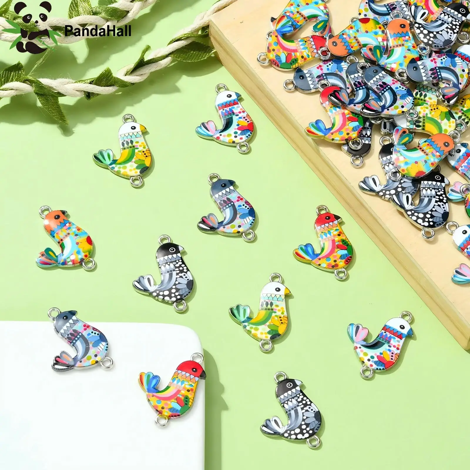 

Pandahall 50Pcs Random Bird Links Enamel Animal Connector Colorful Flying Animal Bird Dangle Charms for DIY Craft Jewelry Making