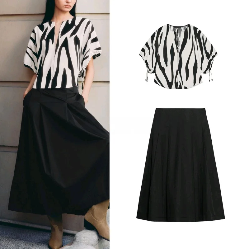 

Круглый комплект с животным принтом Ne Bubble ort Sve Top Midi Skirt Set Женский повседневный комплект свободного покроя ort Length Long Sve Dr