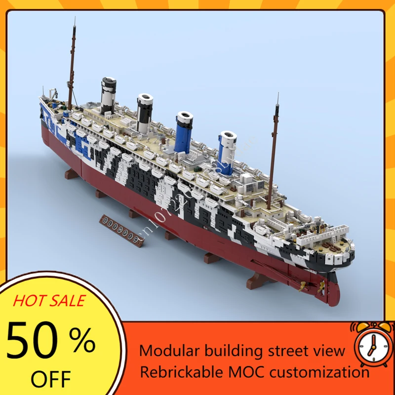 10615ピース MOC HMT オリンパス タイタニック カスタム軍艦モデルキット DIY テクニカル組み立てパズルセット クリエイティブトイ 子供向けクリスマスプレゼント